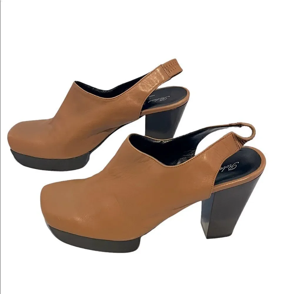 Rich Caramel Sexy Slingback Platform Pumps by Robert Clergerie of Paris Size 9.5
